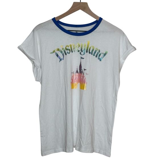 Disneyland Womans Size Large White Blue Crew Neck Short Sleeve T Shirt - Picture 9 of 9